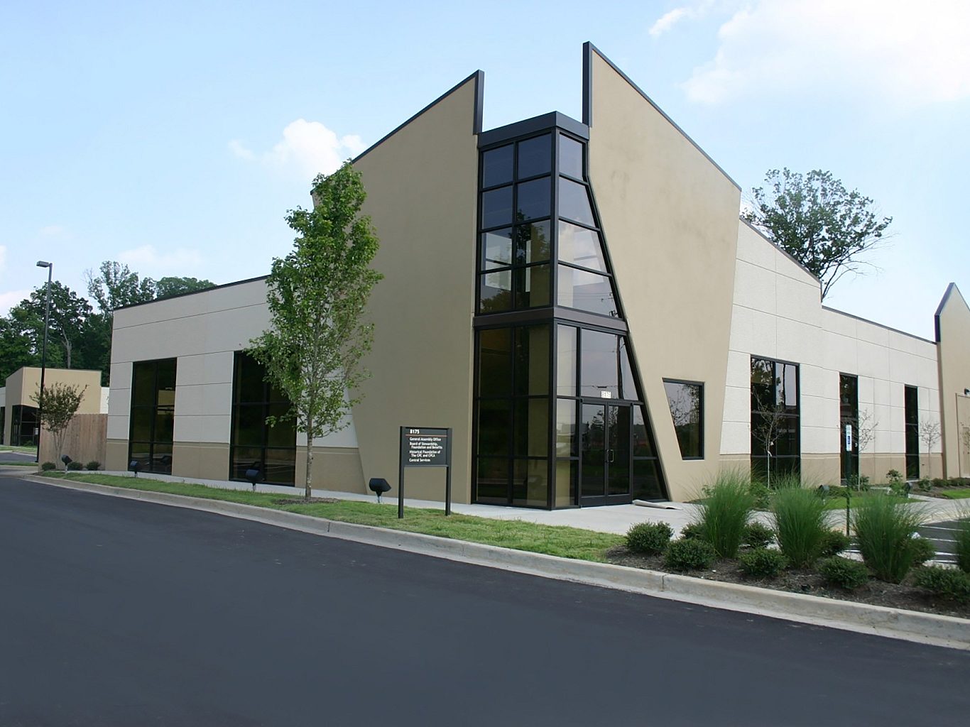 The exterior of a church building.