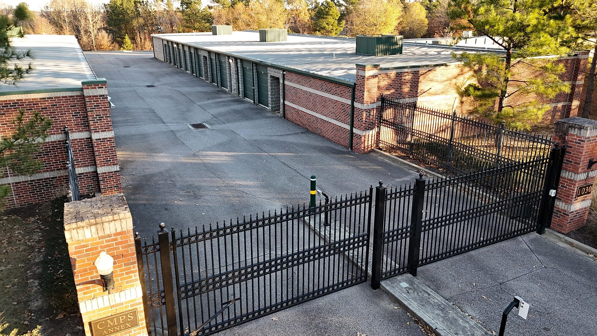 Gated entrance to a storage facility