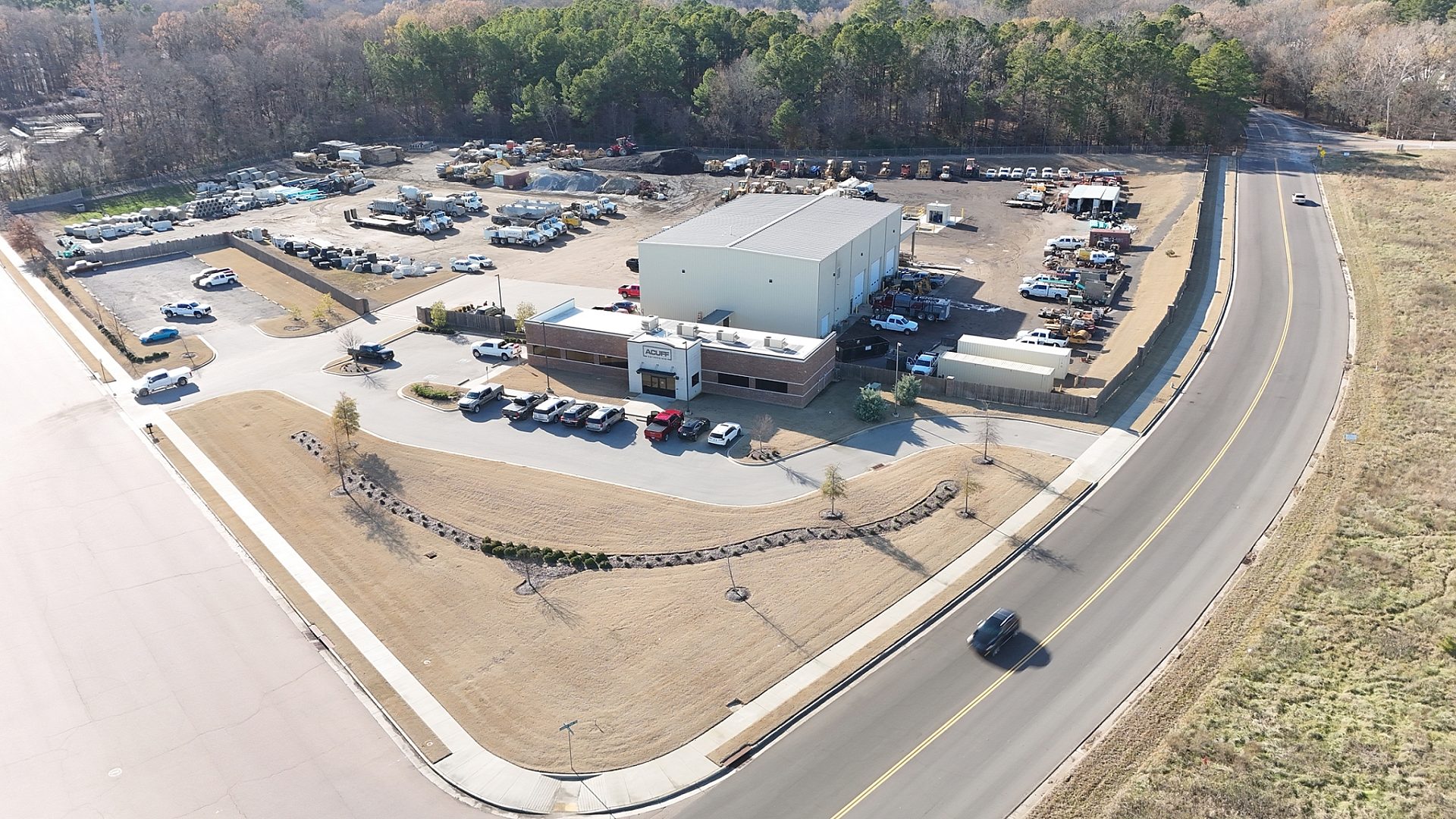 The exterior view of an office building.
