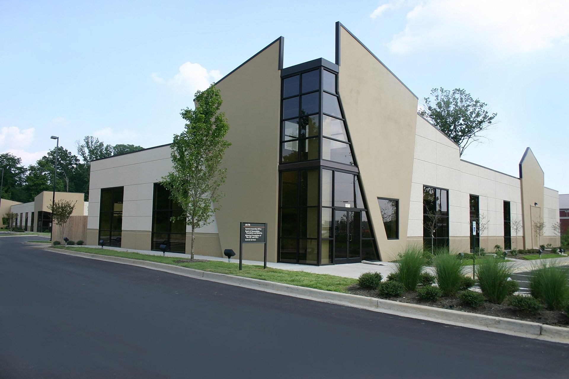 The exterior of a church building.