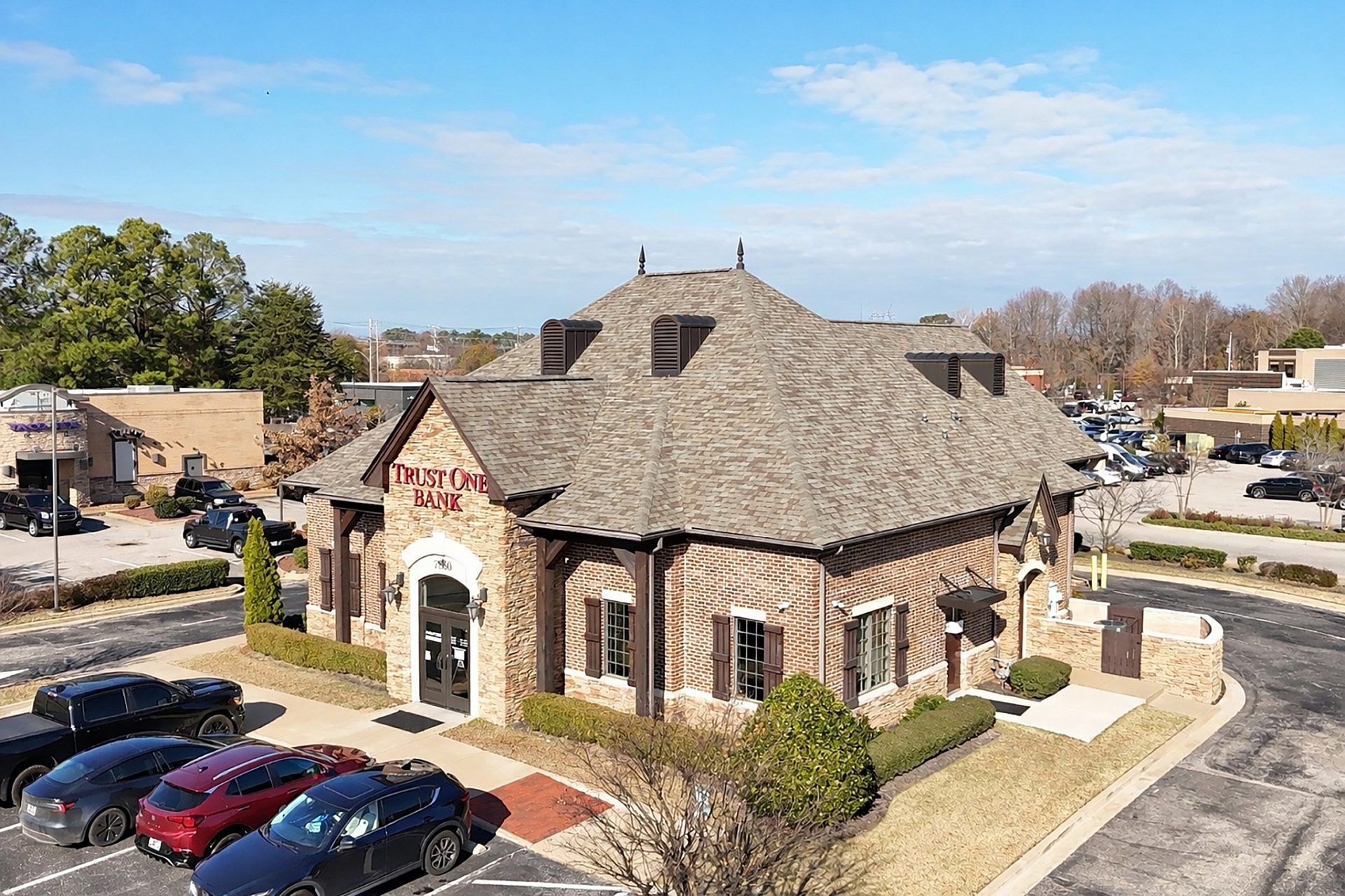 The exterior of a bank