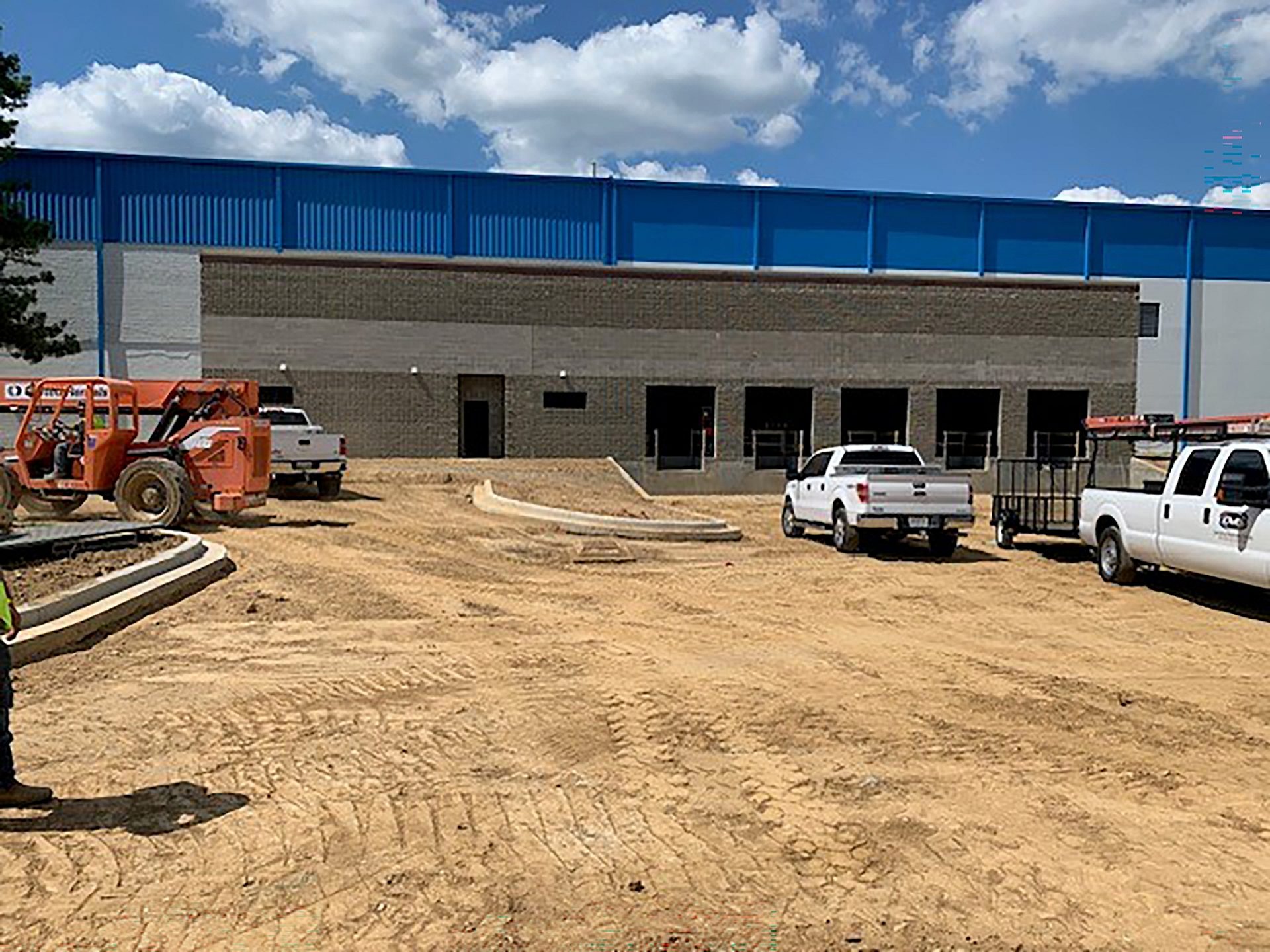 The exterior of a loading dock in the midst of construction