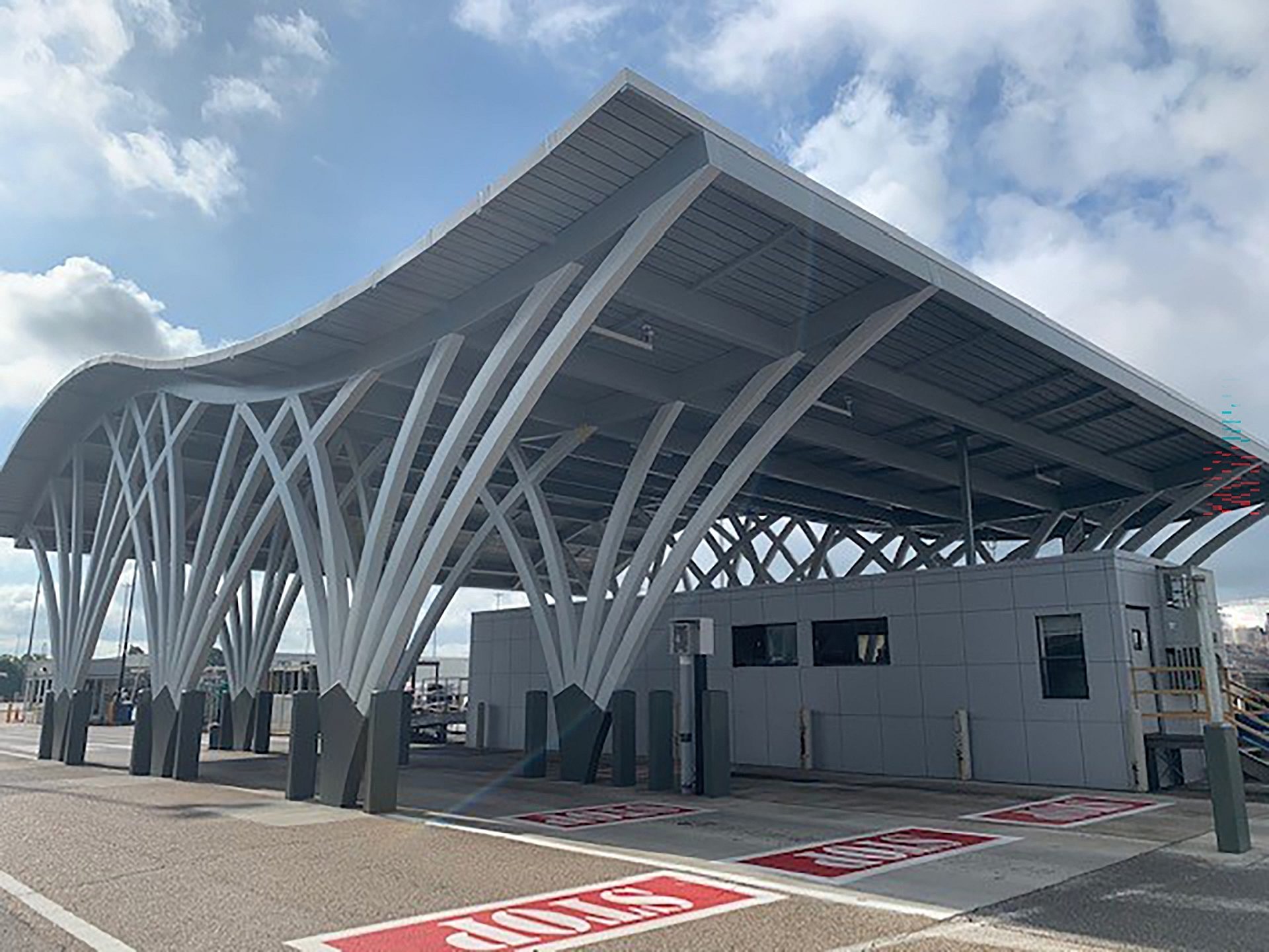 The main gate entering a facility.