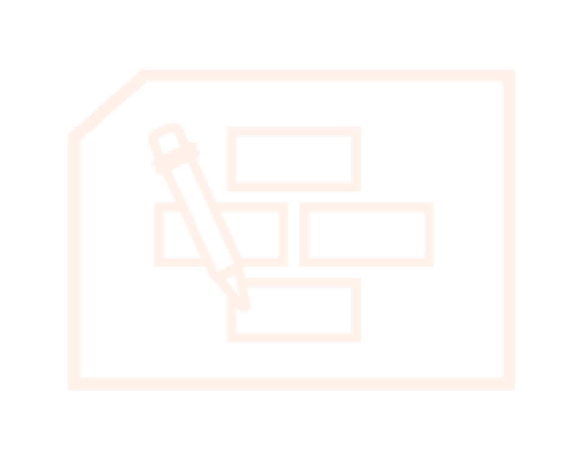 Beige blocks representing bricks with a pen over them.