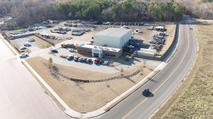 The exterior view of an office building.
