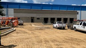 The exterior of a loading dock in the midst of construction