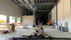 The interior of a loading dock in construction.