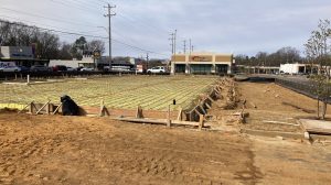 A construction zone for a retail center.