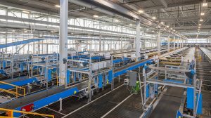The interior of a sorting facility for Fedex.