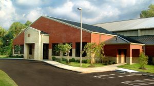 The exterior of an athletic center building.