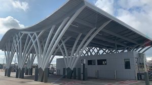 The main gate entering a facility.