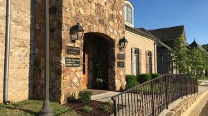 The entrance to an office building.