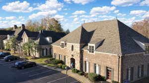 Exterior view of a brick office building